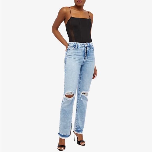 NWT Good American Good Boy Release Hem High Waist Boyfriend Jeans Size 6/28 - Picture 12 of 12